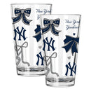  Yankees 2pk 16oz Bow Pint Glass 