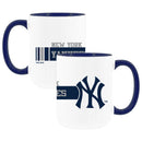 2pk 15oz White Mug w/Navy I/C, Dash Design, New York Yankees
