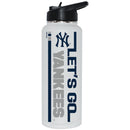 34oz White Quencher Bottle, DP, Let's Go Team Dash, New York Yankees