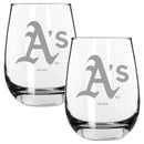 2pk 15oz Stemless Wine Glass, ETC, Oakland Athletics
