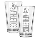 2pk 16oz Pint Glass, ETC, Pinnacle Design, Oakland Athletics