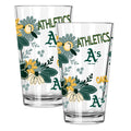 2pk 16oz Pint Glass, Direct Print, Flowers Design | Oakland Athletics