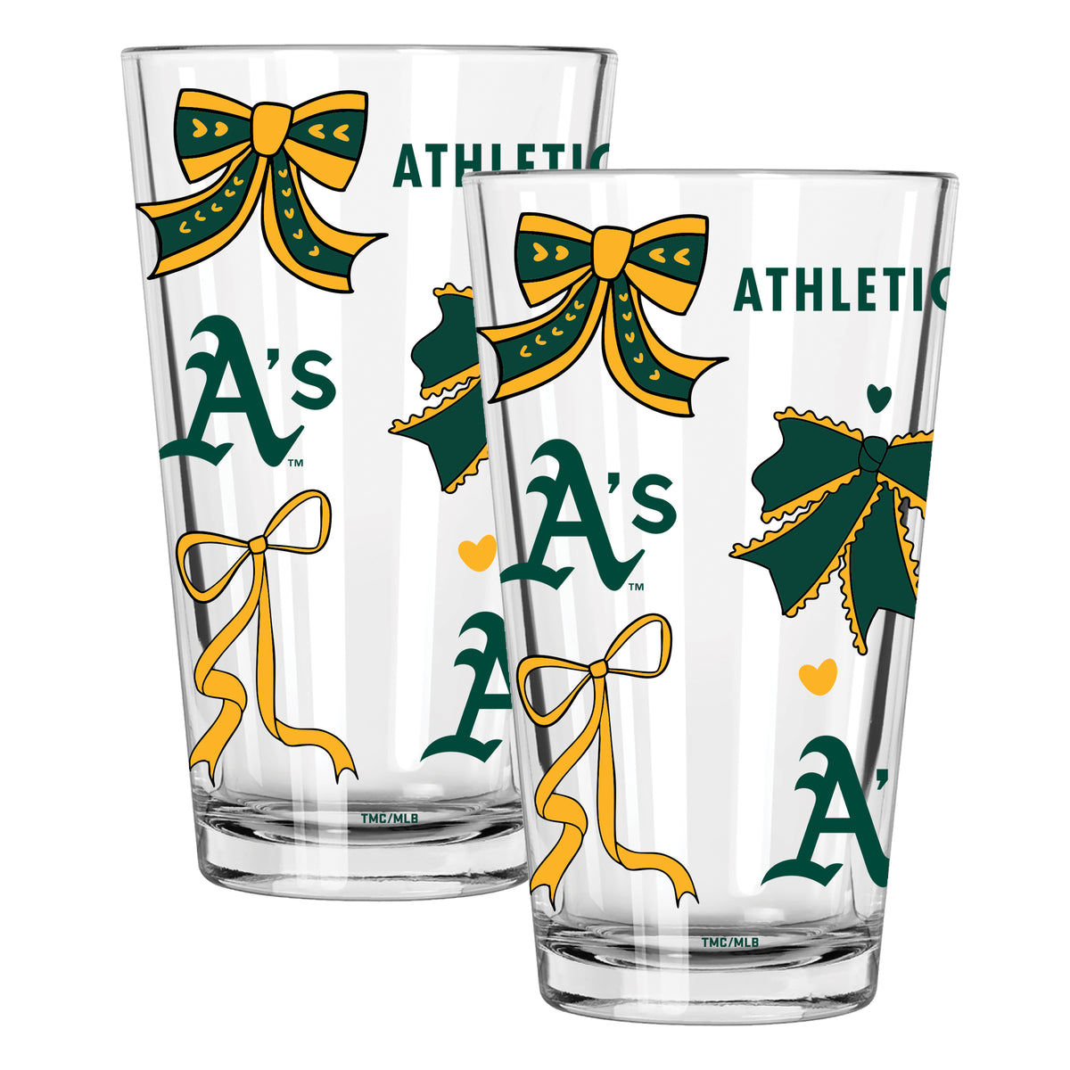  Athletics 2pk 16oz Bow Pint Glass 