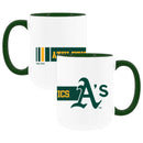 2pk 15oz White Mug w/Dark Green I/C, Dash Design, Oakland Athletics