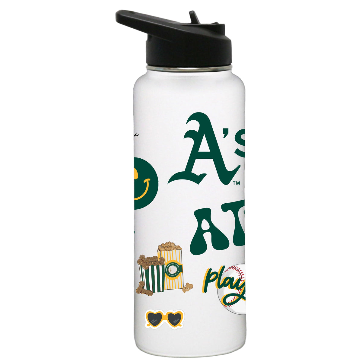 34oz Quencher, White with Loco Design | Oakland Athletics