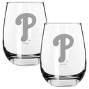 2pk 15oz Stemless Wine Glass, ETC, Philadelphia Phillies