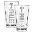 2pk 16oz Pint Glass, ETC, Pinnacle Design, Philadelphia Phillies