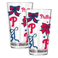  Phillies 2pk 16oz Bow Pint Glass 