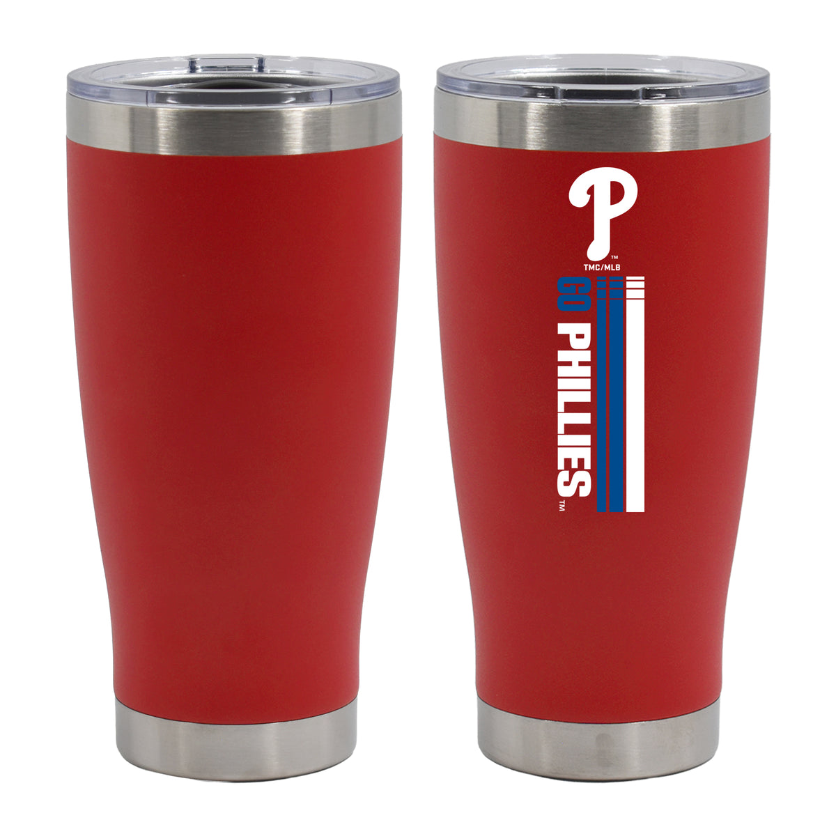 20oz Red SS Tumbler, DP, Let's Go Team Stripe, Philadelphia Phillies