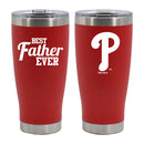 20oz Red Stainless Steel Tumbler, Direct Print, Best Dad Ever Design, Philadelphia Phillies
