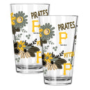 2pk 16oz Pint Glass, Direct Print, Flowers Design | Pittsburgh Pirates