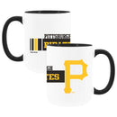 2pk 15oz White Mug w/Black I/C, Dash Design, Pittsburgh Pirates