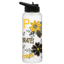 34oz White Quencher Water Bottle, Direct Print, Flowers Design | Pittsburgh Pirates