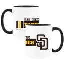 2pk 15oz White Mug w/Black I/C, Dash Design, San Diego Padres