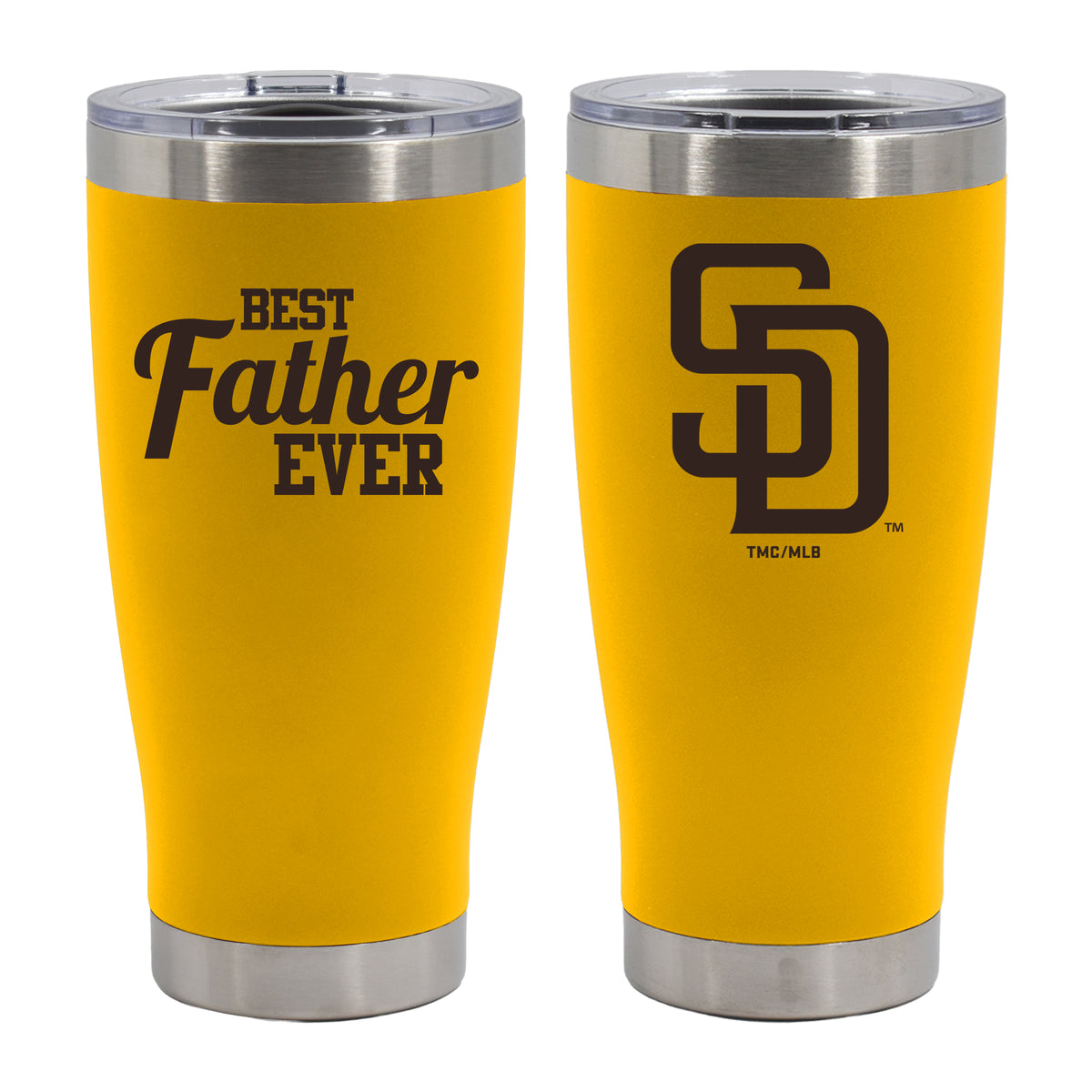 20oz Gold Stainless Steel Tumbler, Direct Print, Best Dad Ever Design, San Diego Padres