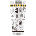 30oz White Stainless Steel Tumbler, Direct Print, Sketchpad Design | San Diego Padres