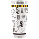 30oz White Stainless Steel Tumbler, Direct Print, Sketchpad Design | San Diego Padres
