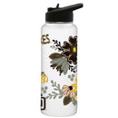 34oz White Quencher Water Bottle, Direct Print, Flowers Design | San Diego Padres