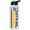 34oz White Quencher Bottle, DP, Let's Go Team Dash, San Diego Padres