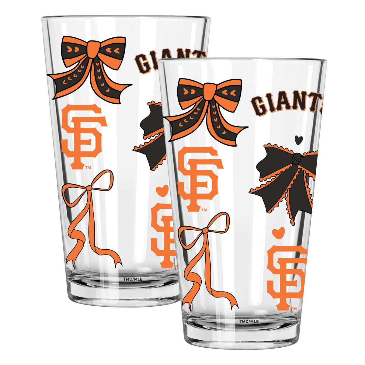  Giants 2pk 16oz Bow Pint Glass 