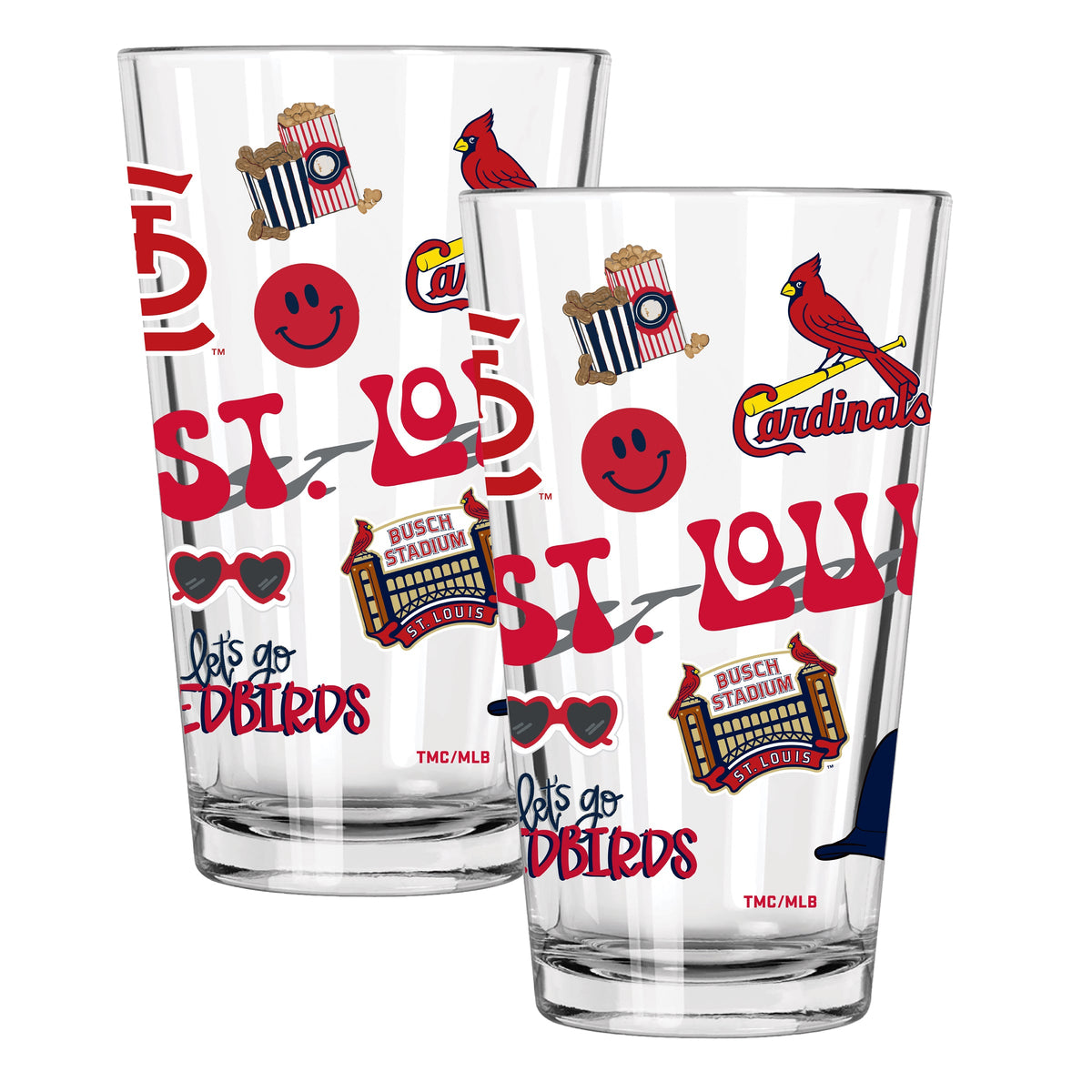 2pk 16oz Pint Glass, Direct Print, Loco Design | St. Louis Cardinals
