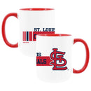 2pk 15oz White Mug w/Red I/C, Dash Design, St. Louis Cardinals