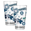2pk 16oz Pint Glass, Direct Print, Flowers Design | Seattle Mariners