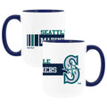 2pk 15oz White Mug w/Navy I/C, Dash Design, Seattle Mariners