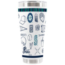 30oz White Stainless Steel Tumbler, Direct Print, Sketchpad Design | Seattle Mariners