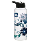 34oz White Quencher Water Bottle, Direct Print, Flowers Design | Seattle Mariners