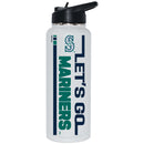 34oz White Quencher Bottle, DP, Let's Go Team Dash, Seattle Mariners