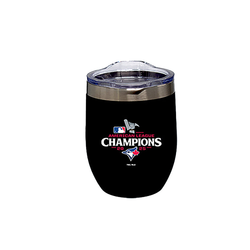 12oz Black Stainless Steel Stemless Tumbler, MLB American League Champs 2025, Direct Print, Toronto Blue Jays
