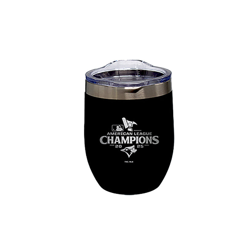 12oz Black Stainless Steel Stemless Tumbler, MLB American League Champs 2025, Etched, Toronto Blue Jays