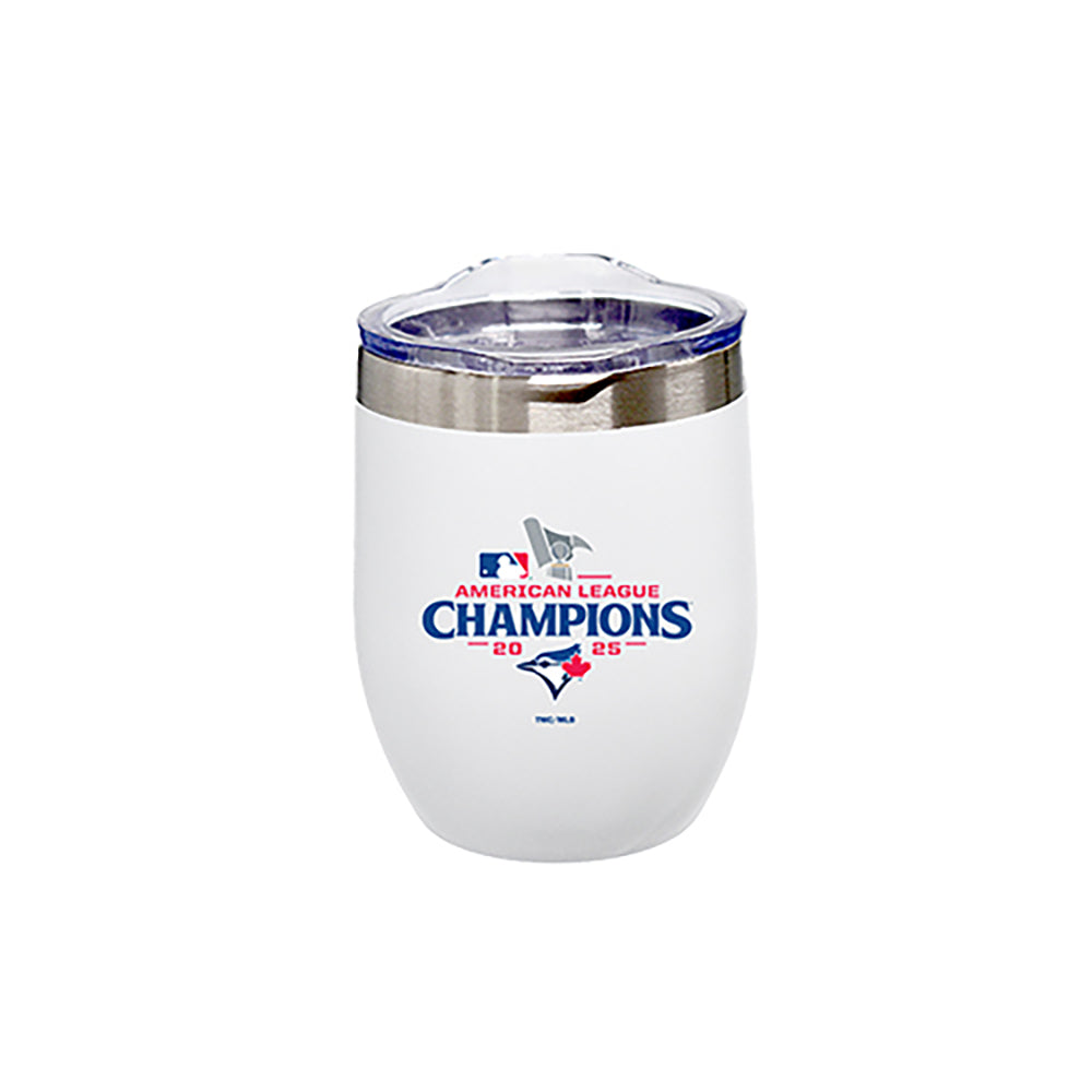 12oz White Stainless Steel Stemless Tumbler, MLB American League Champs 2025, Direct Print, Toronto Blue Jays