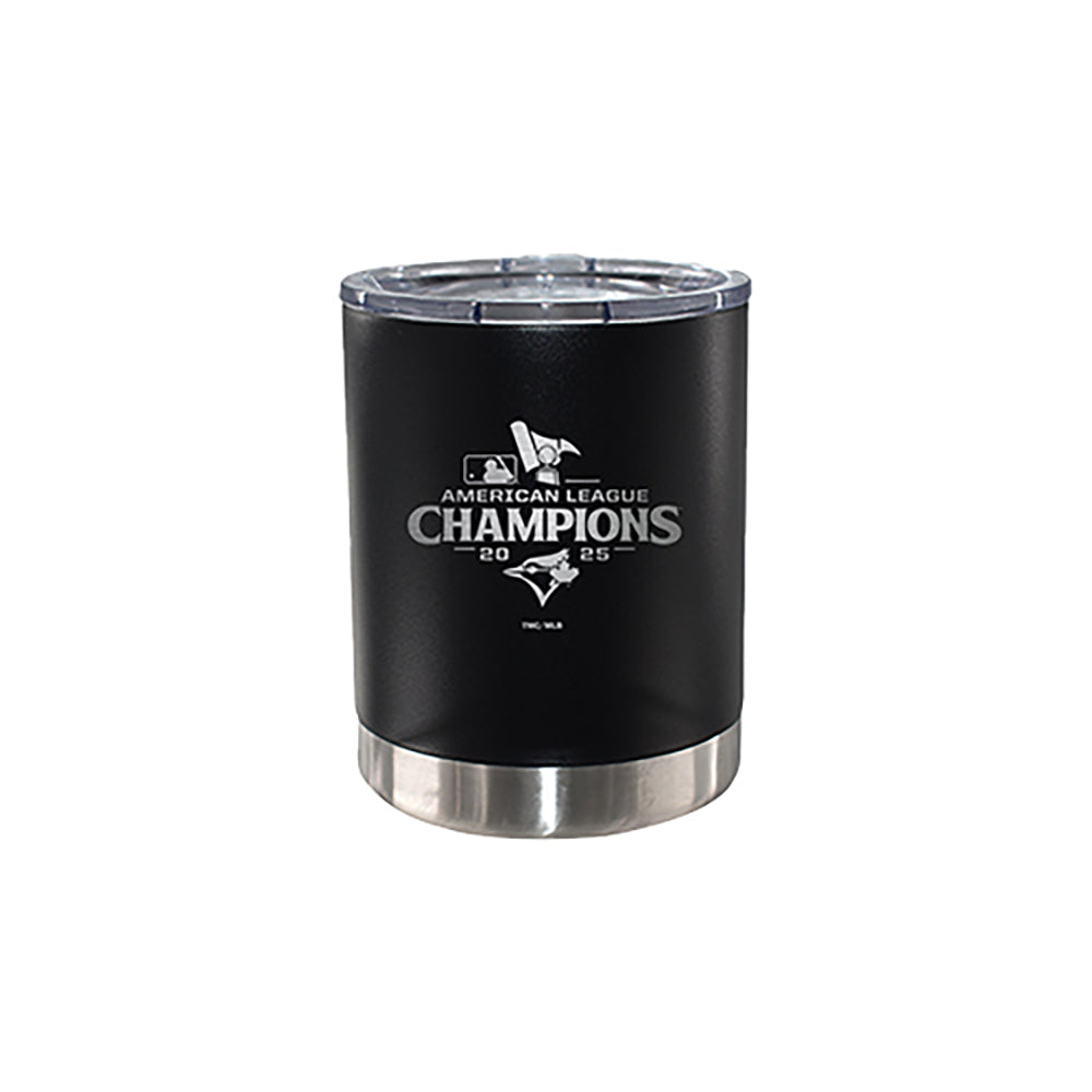 12oz Black Stainless Steel Lowball Tumbler, MLB American League Champs 2025, Etched, Toronto Blue Jays
