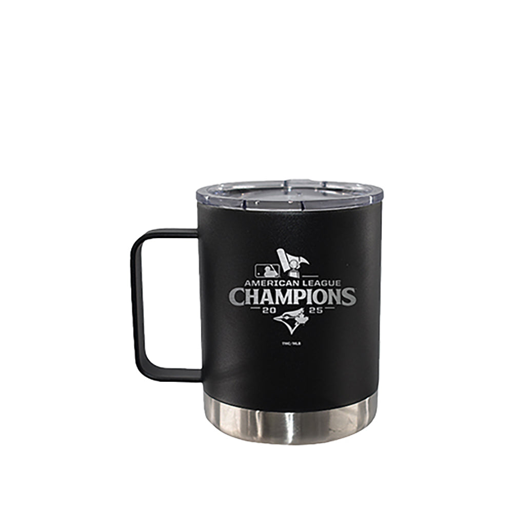 12oz Black Stainless Steel Lowball Tumbler with Handle, MLB American League Champs 2025, Etched, Toronto Blue Jays