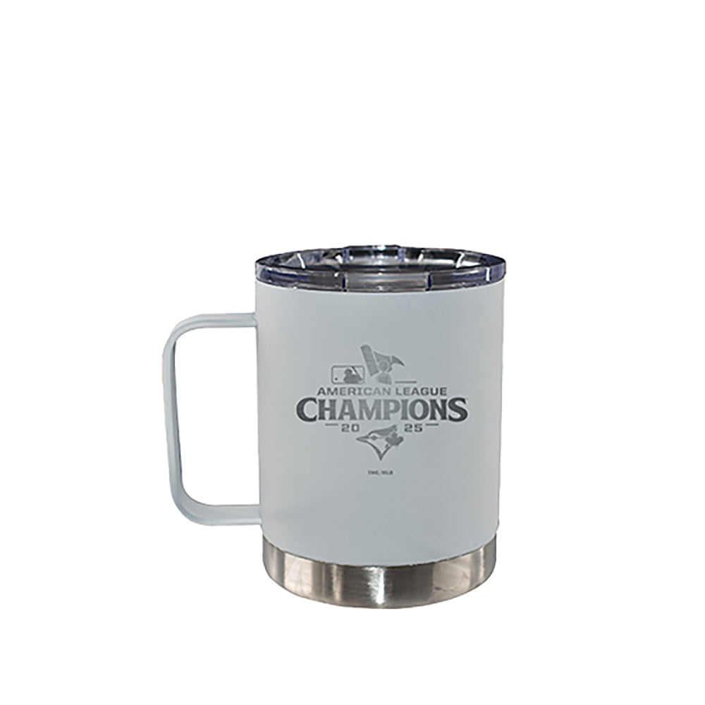 12oz White Stainless Steel Lowball Tumbler with Handle, MLB American League Champs 2025, Etched, Toronto Blue Jays