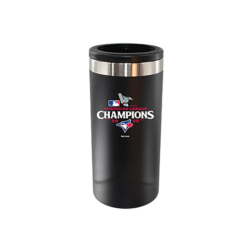 12oz Black Stainless Steel Slim Can Holder, MLB American League Champs 2025, Direct Print, Toronto Blue Jays