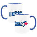 2pk 15oz White Mug w/Royal Blue I/C, Dash Design, Toronto Blue Jays
