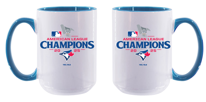 15oz White Mug with Inner Color, MLB American League Champs 2025, Sublimation, Toronto Blue Jays