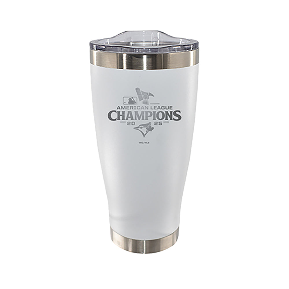 20oz White Stainless Steel Tumbler, MLB American League Champs 2025, Etched, Toronto Blue Jays