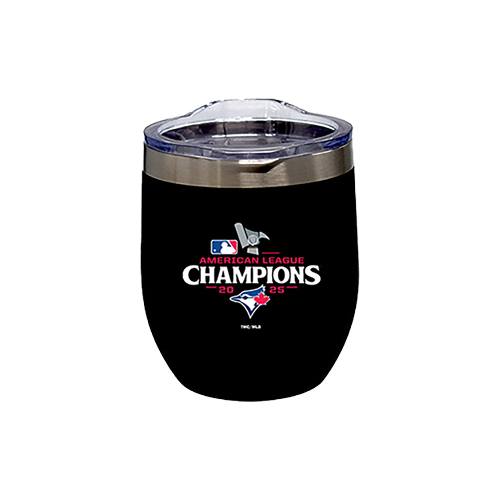 16oz Black Stainless Steel Stemless Tumbler, MLB American League Champs 2025, Direct Print, Toronto Blue Jays