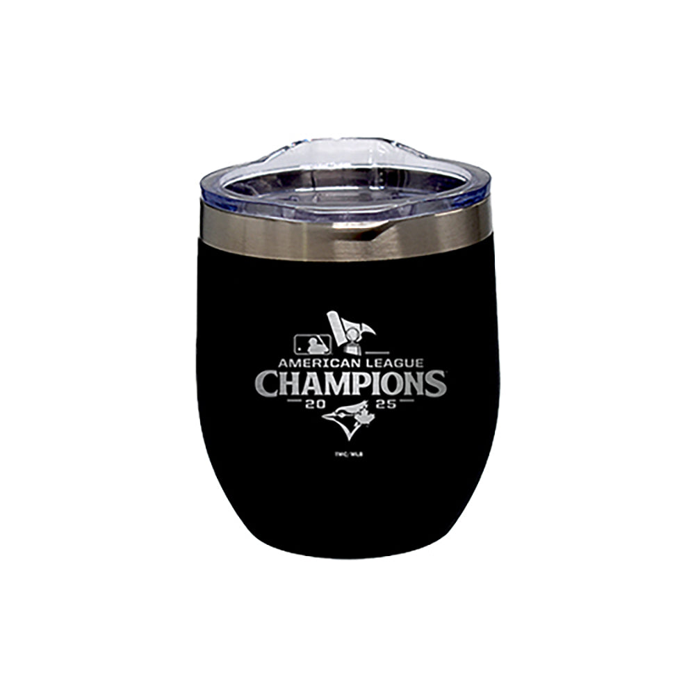16oz Black Stainless Steel Stemless Tumbler, MLB American League Champs 2025, Etched, Toronto Blue Jays