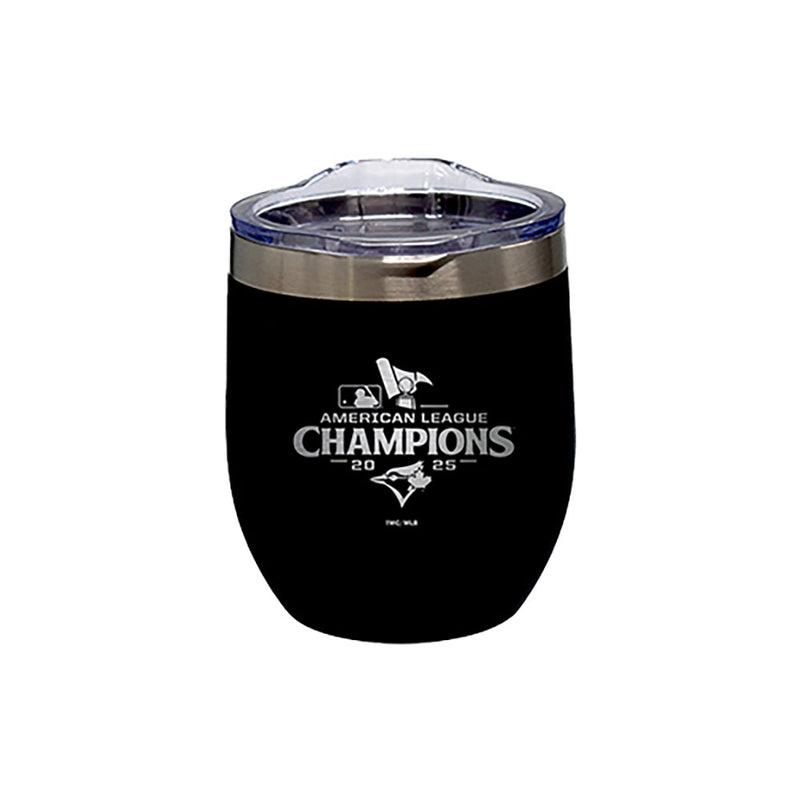16oz Black Stainless Steel Stemless Tumbler, MLB American League Champs 2025, Etched, Toronto Blue Jays