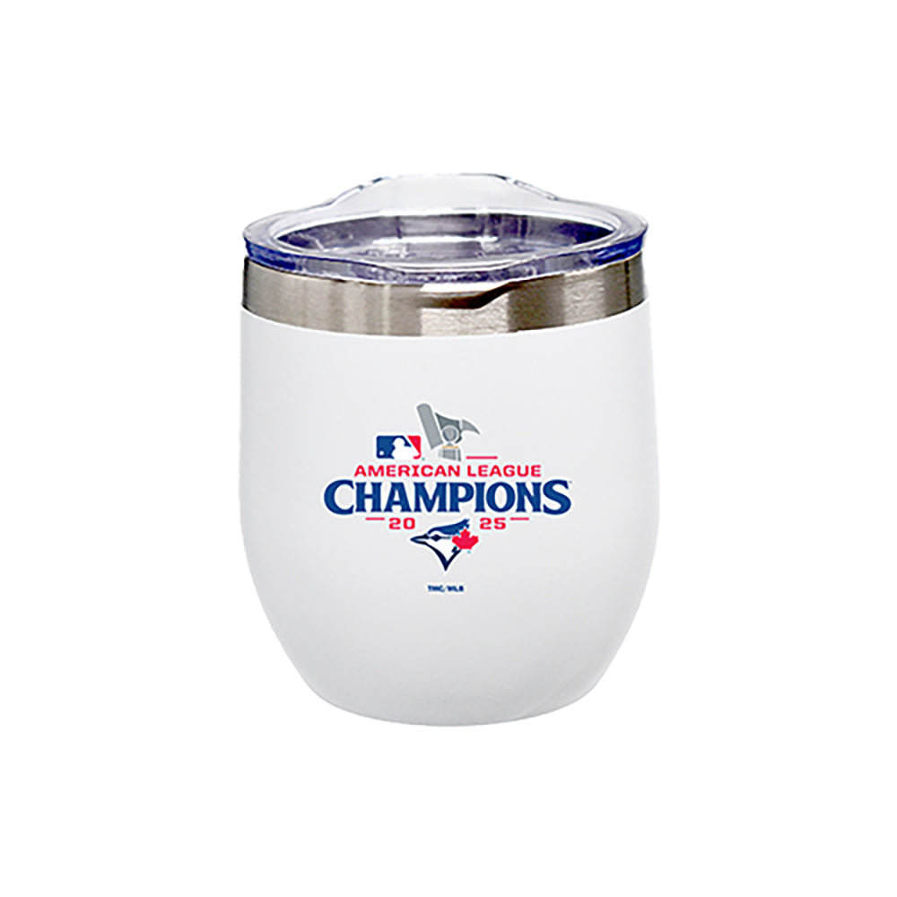 16oz White Stainless Steel Stemless Tumbler, MLB American League Champs 2025, Direct Print, Toronto Blue Jays