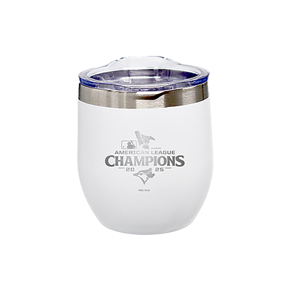 16oz White Stainless Steel Stemless Tumbler, MLB American League Champs 2025, Etched, Toronto Blue Jays