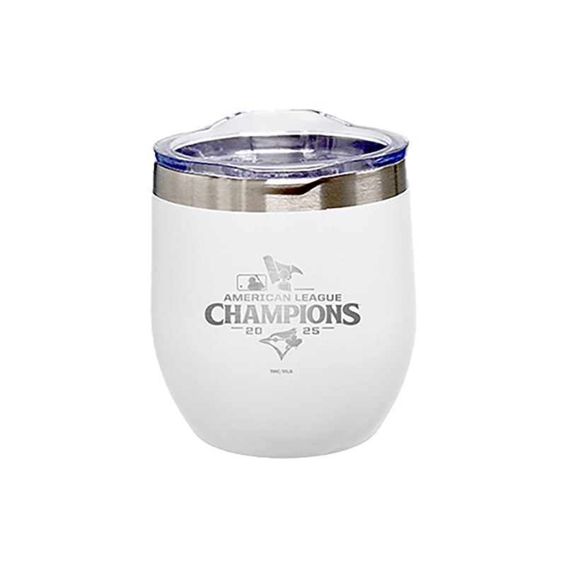 16oz White Stainless Steel Stemless Tumbler, MLB American League Champs 2025, Etched, Toronto Blue Jays