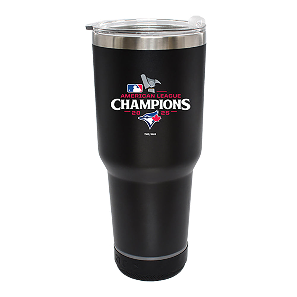 30oz Black Bluetooth Tumbler, MLB American League Champs 2025, Direct Print, Toronto Blue Jays
