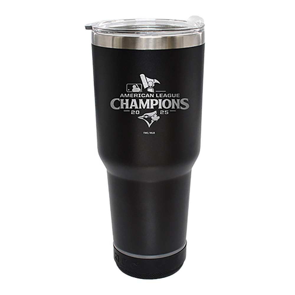 30oz Black Bluetooth Tumbler, MLB American League Champs 2025, Etched, Toronto Blue Jays