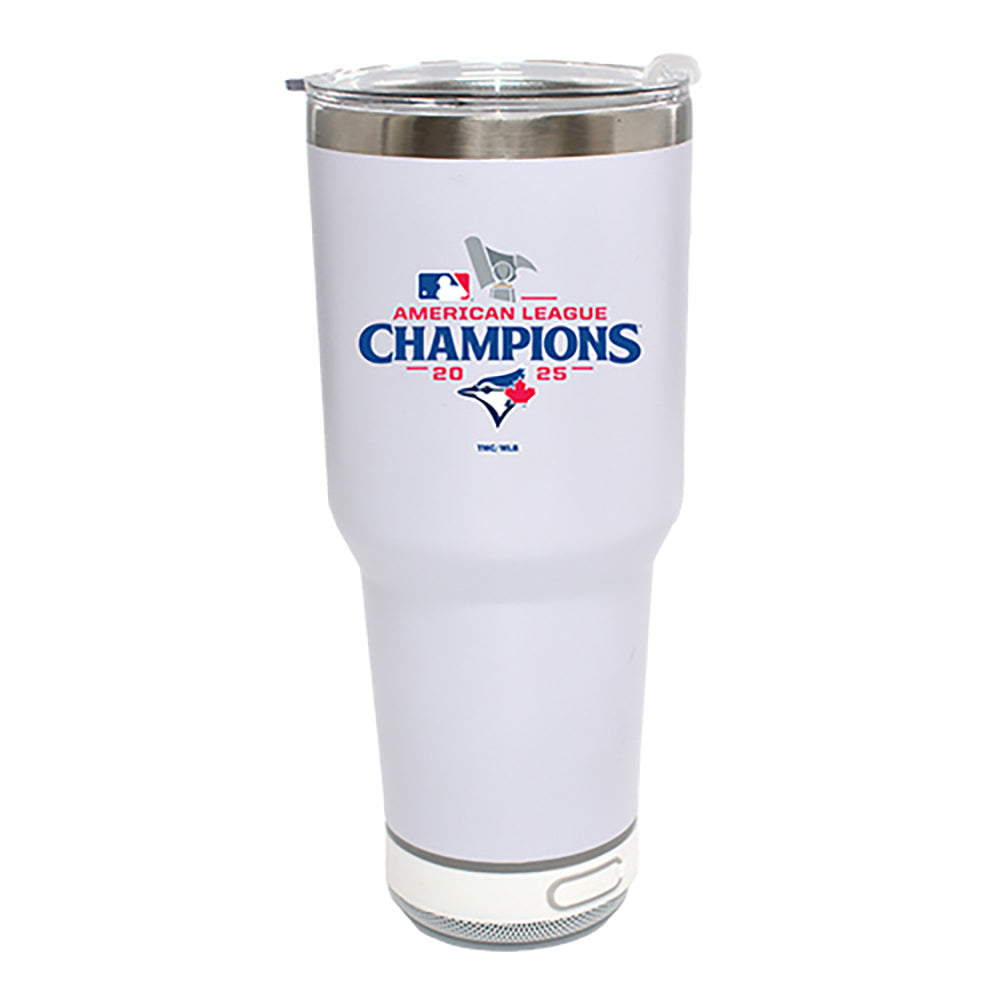 30oz White Bluetooth Tumbler, MLB American League Champs 2025, Direct Print, Toronto Blue Jays